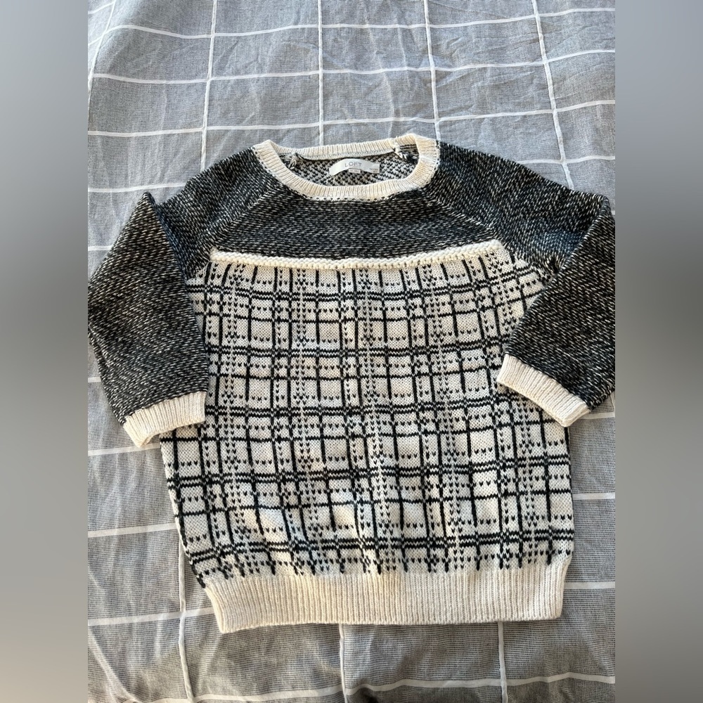 Loft Black and White Sweater Small Petite